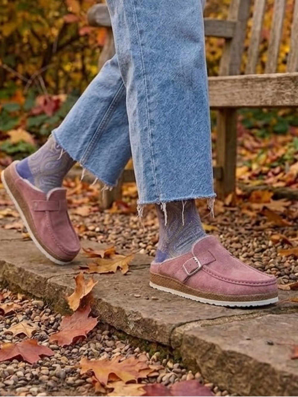 Birkenstock Womans Clogs Buckley Shearling Suede Pink Clogs Pink Size 7